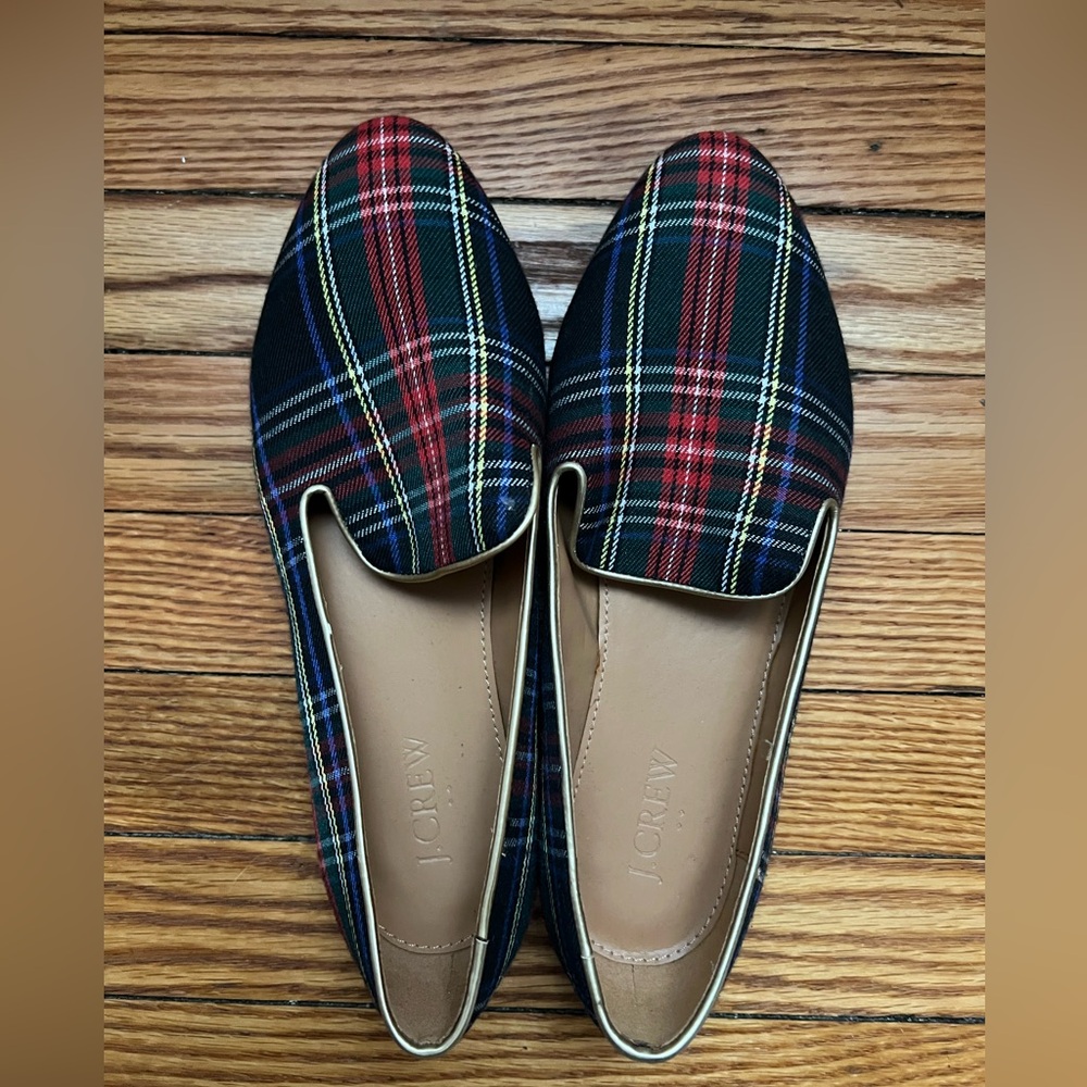 J. Crew Tartan Smoking Loafers